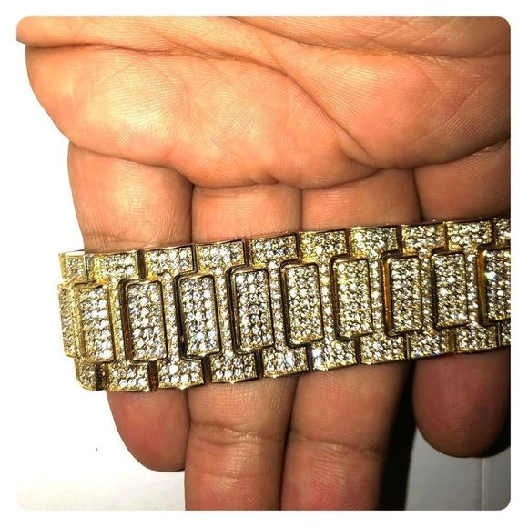 Other - New ICED OUT Micro Pave 14K Gold Mens Bracelet